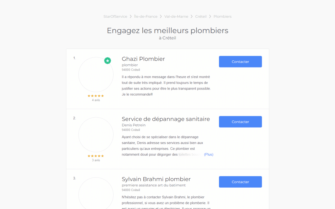 Qui sont les meilleurs plombiers à Créteil (94) ?