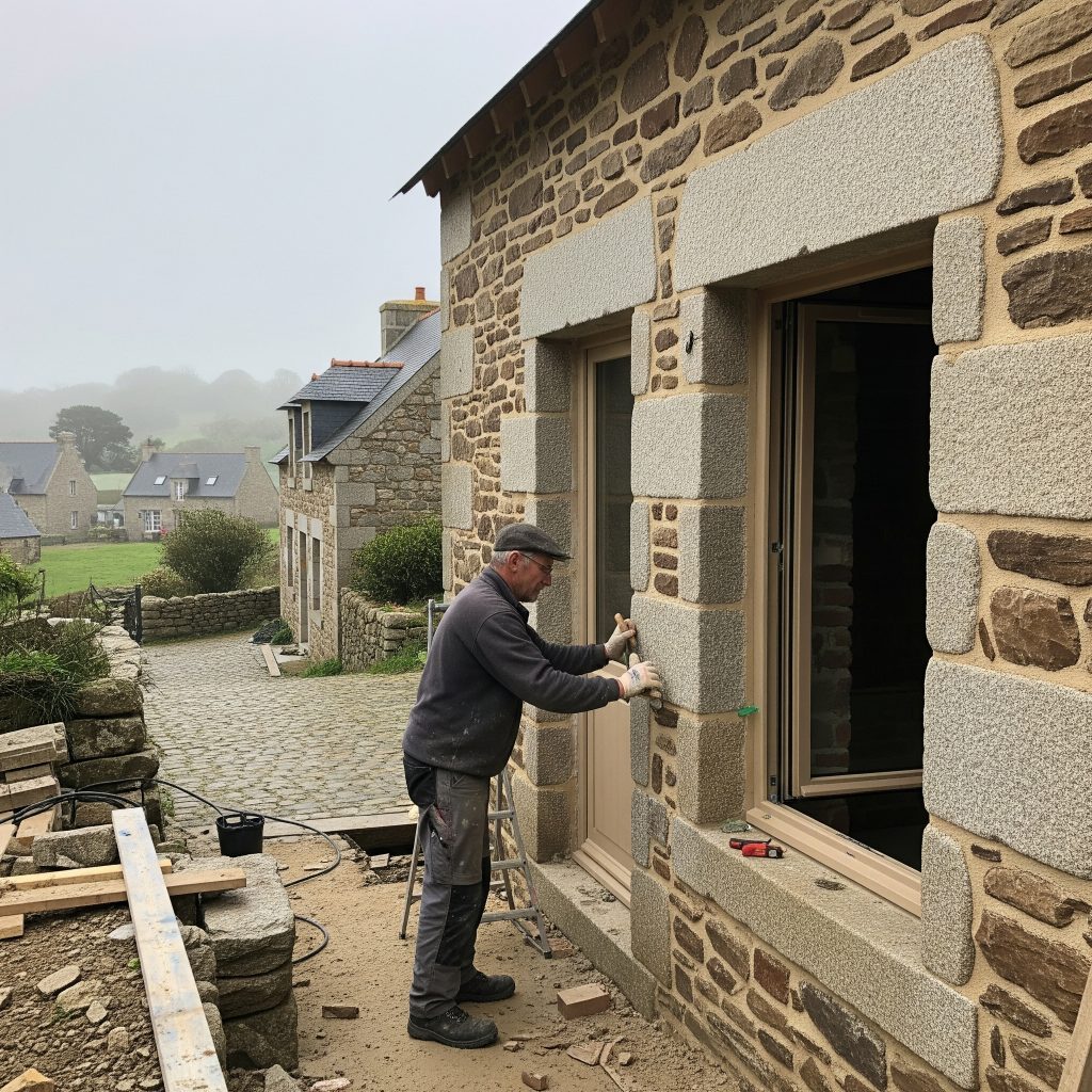 Installation porte et fenêtres sur mesure en bretagne sur une maison rénovée