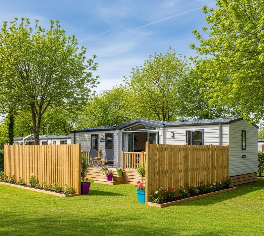 Une cloture de mobil home sur un camping